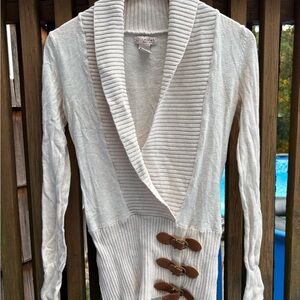 Cream Sweater with Buckle Accents